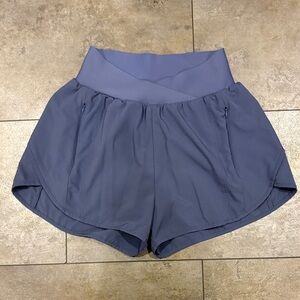 Women's cross waist Blue Athletic Shorts
